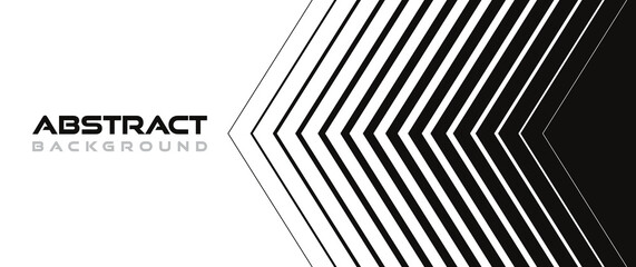 Abstract background in minimal style with lines in arrow form. Striped transition mask from thick to thin from white to black. Trendy geometric backdrop in monochrome style. Vector illustration