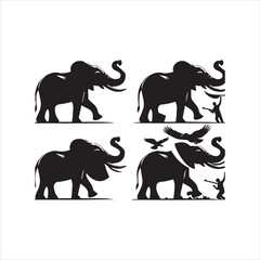 create elephant Silhouette Vector with white background 