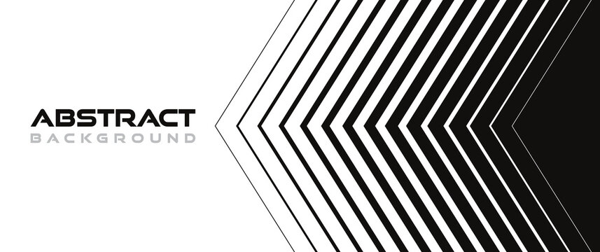 Abstract background in minimal style with lines in arrow form. Striped transition mask from thick to thin from white to black. Trendy geometric backdrop in monochrome style. Vector illustration