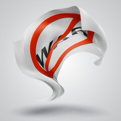 Stop war, vector 3d flag with waves on a white background