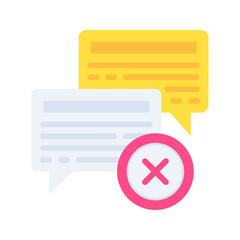 Speech Bubble Rejected icon vector image. Suitable for mobile apps, web apps and print media.