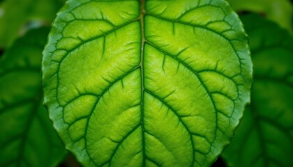 Fototapeta premium The digital artwork features a close up view of a vibrant green leaf