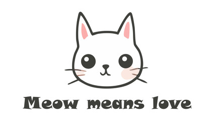 White Cat with Quote Clipart