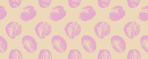 Vector seamless nutmeg pattern in charcoal style. For packaging, textile, labels, food wrap and eco designs. Background of condiment, culinary, baking ingredients and cooking.