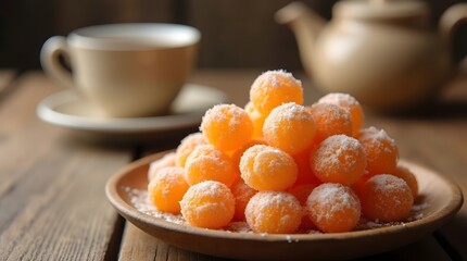 The best-selling and delicious dessert sweets on the table, set in an unusual background