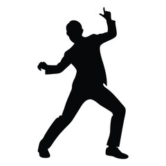A man dancing vector silhouette white background 