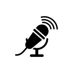 Microphone with Sound Wave Icon Representing Audio Recording Devices