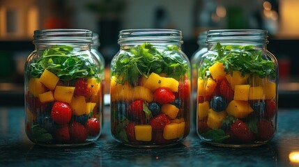 Fresh fruit & herb infused drinks in glass jars