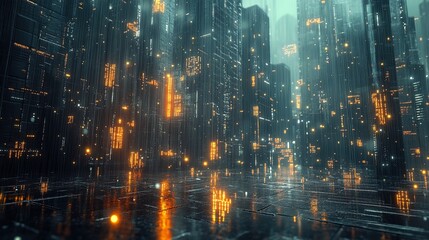 Cyberpunk Cityscape in the Rain