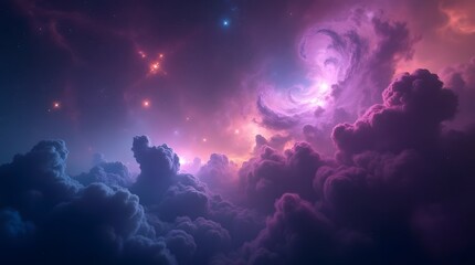 Vast expanse of swirling pink and purple gas in the vastness of space, astronomy, nebular clouds