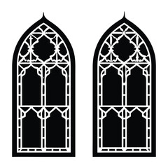 Islamic ornamental windows Arabic window arch traditional oriental religious vector Design