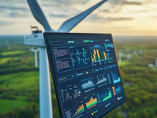 Wind Turbine Energy Monitoring Dashboard at Sunset