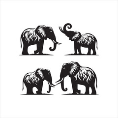 create elephant Silhouette Vector with white background 