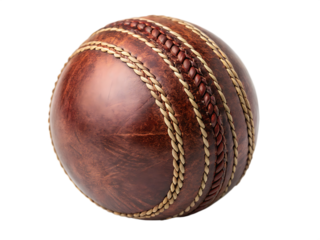 Close up of old cricket ball isolated on white background. PNG.AI GENERATED