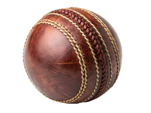 Close up of old cricket ball isolated on white background. PNG.AI GENERATED