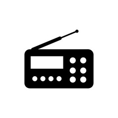 Radio with antenna side knobs flat icon