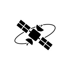 Satellite orbiting planet minimal icon