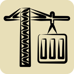 Icon Tower Crane. related to Civil Engineering symbol. hand drawn style. design editable