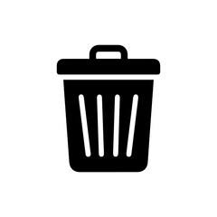 Trash bin with lid closed simple icon symbolizing waste disposal