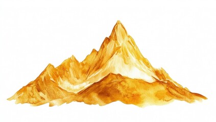 Watercolor Golden Mountain Range Illustration