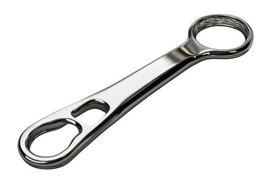 Sleek chrome wrench isolated on black background showcasing its polished finish and unique double ended design perfect for precision on transparent background