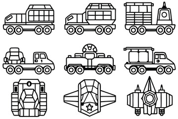 megatransporter pri line art detailed technical vehicle sketch