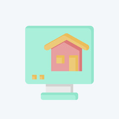 Fototapeta premium Icon Online Blue Print. related to Civil Engineering symbol. flat style. editable