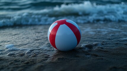 Naklejka premium Beach Ball and Ocean Waves