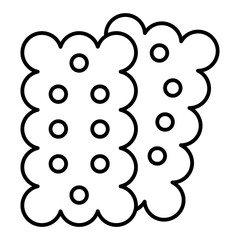 Two shortbread cookies thin line icon, sweets concept. Vector graphics. Cookie cracker, pastry sign on white background, linear style for mobile or design.