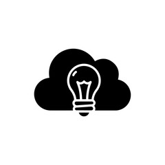 Lightbulb inside cloud symbolizing digital ideas icon