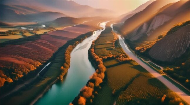 River Valey: River nature Landscape