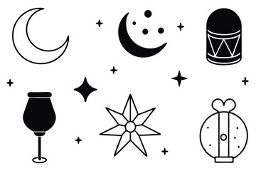 midnight line art peaceful night sky with tall trees