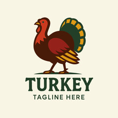 Standing Turkey Colorful Illustration on Light Background for Thanksgiving and Food