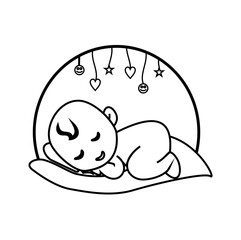vector icon of sleeping baby on white background