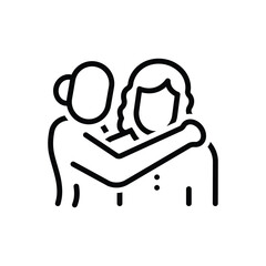 Black line icon for hug