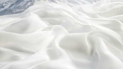 Obraz premium White fabric drapes against snowy mountains
