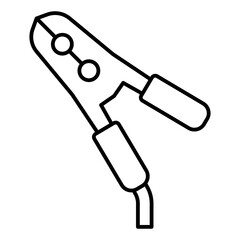 Charging clip battery connector thin line icon, car service concept. Vector graphics. Electric accumulator clamp, charging sign on white background, linear style for mobile or design.
