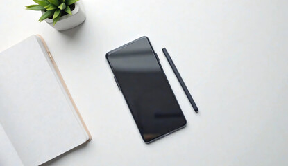 Smartphone Screen Mockup on Clean White Desk
