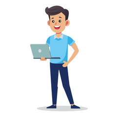 man standing with laptop vector