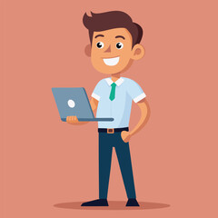 man standing with laptop vector