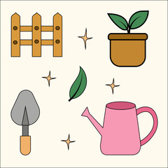 Gardening tools illustration vector