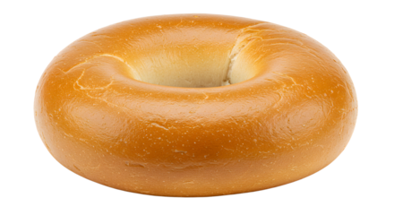 Golden brown bagel on white background ready for your favorite toppings