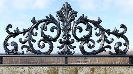 Ornate black metal fence top