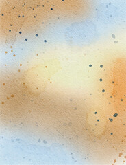 Warm Earth Tones and Soft Sky Blue Watercolor Background