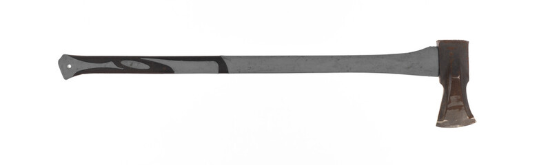 axe with long handle isolated on white background