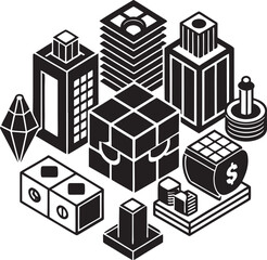 Fototapeta premium Isometric Finance Business Icons Set