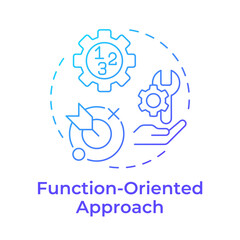 Function oriented approach blue gradient concept icon. Target goal. Product development. Round shape line illustration. Abstract idea. Graphic design. Easy to use in infographic, presentation