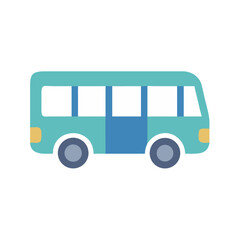 Cute Blue Van Illustration Isolated on Black Background