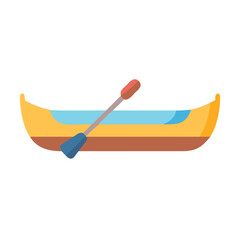 Cartoon Illustration of a Yellow Canoe on Black Background