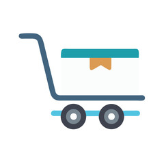 Delivery cart icon illustration with package box